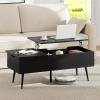 imageGiantex Lift Top Coffee Table Wood Center Table with Storage Lift Tabletop 2 Hidden Compartments amp Tapered Metal Legs Coffee Tables for Living Room Black