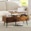 imageGiantex Lift Top Coffee Table Wood Center Table with Storage Lift Tabletop 2 Hidden Compartments amp Tapered Metal Legs Coffee Tables for Living Room Rustic Brown