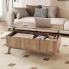 imageGiantex Lift Top Coffee Table with Storage 435 Mid Century Modern Center Table with Solid Wood Leg amp Hidden Compartment Minimalist Fluted Living Room Table for Home Office Oak435 x 20 x 165