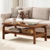imageGiantex Mid Century Modern Coffee Table 47 2Tier Center Table with Storage Shelf Rectangular Vintage Cocktail Table wCurved Legs amp Large Tabletop Wood Living Room Tables for Apartment WalnutWalnut