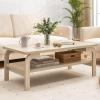 imageGiantex Mid Century Modern Coffee Table 47 2Tier Center Table with Storage Shelf Rectangular Vintage Cocktail Table wCurved Legs amp Large Tabletop Wood Living Room Tables for Apartment WalnutNatural
