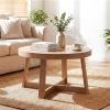 imageGiantex Round Coffee Table 30 Wood Center Table with Thickened Tabletop amp CrossShaped Pine Wood Frame 220 lbs Capacity Modern Living Room Table for Small Spaces Natural