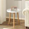 imageGiantex Round End Table Mid Century Modern Side Table with Wooden Tray amp Bamboo Legs Sofa Couch Accent Table Small Coffee Table for Small Space Living Room Nightstand for Bedroom WalnutWhite