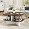 imageGiantex Square Coffee Table Mid Century Modern Center Table with 4 Storage Compartments amp CrossShape Base 24 Inch Farmhouse Coffee Tables for Living Room BrownWalnut