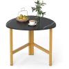 imageGiantex Triangle End Table Wood Side Table with Metal Legs Sofa Couch Accent Tables Small Coffee Table for Small Space Living Room Nightstand for Bedroom Rustic Brown amp BlackBlack  Gold