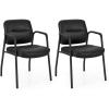 imageGiantex Waiting Room Chair Set of 2  Upholstered Reception Chairs with Mixed PU Leather Integrated Armrests Conference Chair Office Guest Chairs No Wheels for Meeting Room Lobby Chairs 1 BlackBlack