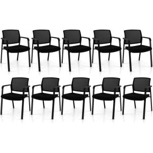 imageGiantex 2Pack Reception Room Chair Set with Mesh Back Metal Frame amp Padded Seat Armrests No Wheels Stacking Guest Chairs for Office Waiting Room Lobby Meeting Black10