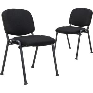 imageGiantex 5Pack Conference Chair Set  Stackable Guest Chair with Metal Frame Padded Cushion Stacking Reception Chair Lobby Chairs Set of 5 Stackable Chairs Office Waiting Room Chair Black2