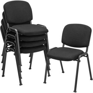 imageGiantex 5Pack Conference Chair Set  Stackable Guest Chair with Metal Frame Padded Cushion Stacking Reception Chair Lobby Chairs Set of 5 Stackable Chairs Office Waiting Room Chair Black5