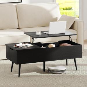 imageGiantex Lift Top Coffee Table Wood Center Table with Storage Lift Tabletop 2 Hidden Compartments amp Tapered Metal Legs Coffee Tables for Living Room Black