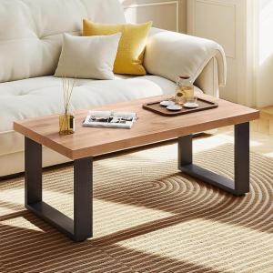 imageGiantex Rustic Coffee Table 47 Inch Industrial Wood Center Table with 18 Tabletop Farmhouse Accent Cocktail Tea Table Modern Rectangular Living Room Table Oak