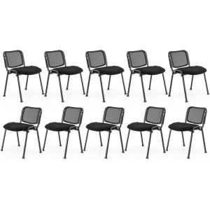 imageGiantex Set of 5 Office Guest Chair Stackable Waiting Room Chair with Padded Seat Metal Frame 330Lbs Capacity Conference Room Chair Reception Chair for Lobby Training Room Meeting Room 12