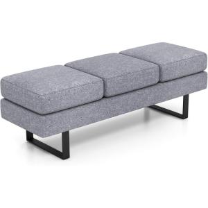imageGiantex Waiting Room Chairs Guest Chair with 660 Lbs Weight Capacity 3 Seats Upholstered Reception Bench for Office Conference Room Salon amp Shop Lobby Entryway Dining Room GreyGrey