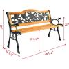 image50 Patio Park Garden Bench Weather Proof Porch Path Chair 470BLS Bearing Capacity Outdoor Furniture with Wood Frame Rugged Durable Cast Iron Structure