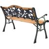 image50 Patio Park Garden Bench Weather Proof Porch Path Chair 470BLS Bearing Capacity Outdoor Furniture with Wood Frame Rugged Durable Cast Iron Structure