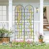 imageGiantex 2 Packs 86x20 Metal Garden Trellis for Outdoor Climbing Plants HeavyDuty Plant Support for Vine Rose Vegetable Flower Rustproof Black Metal Coating Patio Trellis Arch Decorative Fence86x204 Panel