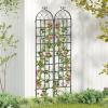 imageGiantex 2 Packs 86x20 Metal Garden Trellis for Outdoor Climbing Plants HeavyDuty Plant Support for Vine Rose Vegetable Flower Rustproof Black Metal Coating Patio Trellis Arch Decorative Fence86x204 Panel