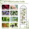 imageGiantex 2 Packs 86x20 Metal Garden Trellis for Outdoor Climbing Plants HeavyDuty Plant Support for Vine Rose Vegetable Flower Rustproof Black Metal Coating Patio Trellis Arch Decorative Fence71x202 Panel