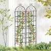 imageGiantex 2 Packs 86x20 Metal Garden Trellis for Outdoor Climbing Plants HeavyDuty Plant Support for Vine Rose Vegetable Flower Rustproof Black Metal Coating Patio Trellis Arch Decorative Fence71x204 Panel