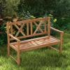 imageGiantex 2Person Outdoor Bench 47 Patio Acacia Wood Loveseat with Slatted Seat Armrests amp XShaped Backrest Wooden Garden Seating for Backyard Porch Deck PoolsideClassic Cross Back