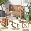 imageGiantex 2Person Outdoor Bench 47 Patio Acacia Wood Loveseat with Slatted Seat Armrests amp XShaped Backrest Wooden Garden Seating for Backyard Porch Deck PoolsideClassic Cross Back