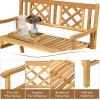 imageGiantex 2Person Outdoor Bench 47 Patio Acacia Wood Loveseat with Slatted Seat Armrests amp XShaped Backrest Wooden Garden Seating for Backyard Porch Deck PoolsideFoldable