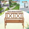 imageGiantex 2Person Outdoor Bench 47 Patio Acacia Wood Loveseat with Slatted Seat Armrests amp XShaped Backrest Wooden Garden Seating for Backyard Porch Deck PoolsideClassic Cross Back