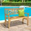 imageGiantex 2Person Outdoor Bench 47 Patio Acacia Wood Loveseat with Slatted Seat Armrests amp XShaped Backrest Wooden Garden Seating for Backyard Porch Deck PoolsideFoldable