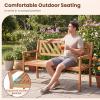 imageGiantex 2Person Outdoor Bench 47 Patio Acacia Wood Loveseat with Slatted Seat Armrests amp XShaped Backrest Wooden Garden Seating for Backyard Porch Deck PoolsideVshaped Back