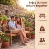 imageGiantex 2Person Outdoor Bench 47 Patio Acacia Wood Loveseat with Slatted Seat Armrests amp XShaped Backrest Wooden Garden Seating for Backyard Porch Deck PoolsideVshaped Back