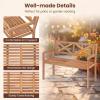 imageGiantex 2Person Outdoor Bench 47 Patio Acacia Wood Loveseat with Slatted Seat Armrests amp XShaped Backrest Wooden Garden Seating for Backyard Porch Deck PoolsideOpen XBack