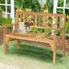 imageGiantex 2Person Outdoor Bench 47 Patio Acacia Wood Loveseat with Slatted Seat Armrests amp XShaped Backrest Wooden Garden Seating for Backyard Porch Deck PoolsideFoldable
