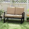 imageGiantex 2Person Outdoor Glider Rocking Chair Loveseat with Detachable Thick Cushions Metal Frame 660Lbs Capacity Outside Swing Chair Loveseat Patio Glider Bench for Porch Garden Yard BrownBrown