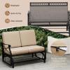 imageGiantex 2Person Outdoor Glider Rocking Chair Loveseat with Detachable Thick Cushions Metal Frame 660Lbs Capacity Outside Swing Chair Loveseat Patio Glider Bench for Porch Garden Yard BrownBrown