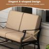imageGiantex 2Person Outdoor Glider Rocking Chair Loveseat with Detachable Thick Cushions Metal Frame 660Lbs Capacity Outside Swing Chair Loveseat Patio Glider Bench for Porch Garden Yard BrownBrown