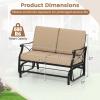 imageGiantex 2Person Outdoor Glider Rocking Chair Loveseat with Detachable Thick Cushions Metal Frame 660Lbs Capacity Outside Swing Chair Loveseat Patio Glider Bench for Porch Garden Yard BrownBrown