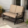 imageGiantex 2Person Outdoor Glider Rocking Chair Loveseat with Detachable Thick Cushions Metal Frame 660Lbs Capacity Outside Swing Chair Loveseat Patio Glider Bench for Porch Garden Yard BrownBrown