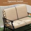 imageGiantex 2Person Outdoor Glider Rocking Chair Loveseat with Detachable Thick Cushions Metal Frame 660Lbs Capacity Outside Swing Chair Loveseat Patio Glider Bench for Porch Garden Yard BrownBrown