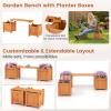 imageGiantex 2in1 Outdoor Bench with 2 Raised Garden Beds Wood with Teak Oil Finish Garden Bench Seat with Planter Boxes for Porch Balcony Lawn Yard DIY Assembly 42x11x115Honey Wood