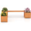 imageGiantex 2in1 Outdoor Bench with 2 Raised Garden Beds Wood with Teak Oil Finish Garden Bench Seat with Planter Boxes for Porch Balcony Lawn Yard DIY Assembly 42x11x115Orange