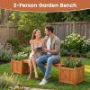 imageGiantex 2in1 Outdoor Bench with 2 Raised Garden Beds Wood with Teak Oil Finish Garden Bench Seat with Planter Boxes for Porch Balcony Lawn Yard DIY Assembly 42x11x115Orange
