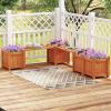 imageGiantex 2in1 Outdoor Bench with 2 Raised Garden Beds Wood with Teak Oil Finish Garden Bench Seat with Planter Boxes for Porch Balcony Lawn Yard DIY Assembly 42x11x115Honey Wood