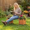 imageGiantex 2in1 Outdoor Bench with 2 Raised Garden Beds Wood with Teak Oil Finish Garden Bench Seat with Planter Boxes for Porch Balcony Lawn Yard DIY Assembly 42x11x115Honey Wood