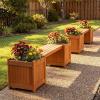 imageGiantex 2in1 Outdoor Bench with 2 Raised Garden Beds Wood with Teak Oil Finish Garden Bench Seat with Planter Boxes for Porch Balcony Lawn Yard DIY Assembly 42x11x115Honey Wood