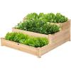 imageGiantex 3 Tier Raised Garden Bed Outdoor Planter Box Vegetable Flowers Growing Box Elevated Raised Bed Kit Wood Planting Container 49x49x22 LxWxHNatural