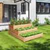 imageGiantex 3 Tier Raised Garden Bed Outdoor Planter Box Vegetable Flowers Growing Box Elevated Raised Bed Kit Wood Planting Container 49x49x22 LxWxHNatural