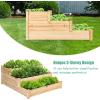 imageGiantex 3 Tier Raised Garden Bed Outdoor Planter Box Vegetable Flowers Growing Box Elevated Raised Bed Kit Wood Planting Container 49x49x22 LxWxHNatural