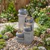 imageGiantex 32 Water Fountain Outdoor 4Tier Cascading Bowls Waterfall Fountain with Warm LED Lights amp Pump Outside Zen Water Feature for Patio Balcony Deck Garden Yard Decor23 4tier