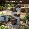 imageGiantex 32 Water Fountain Outdoor 4Tier Cascading Bowls Waterfall Fountain with Warm LED Lights amp Pump Outside Zen Water Feature for Patio Balcony Deck Garden Yard Decor32 4Tier