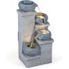imageGiantex 32 Water Fountain Outdoor 4Tier Cascading Bowls Waterfall Fountain with Warm LED Lights amp Pump Outside Zen Water Feature for Patio Balcony Deck Garden Yard Decor23 4tier